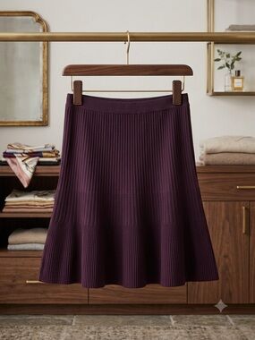 Kerisma Ribbed A-Line Skirt in Plum